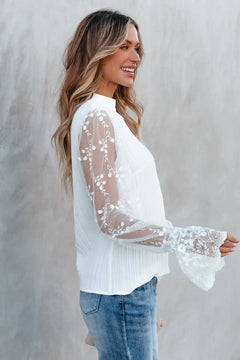 White Blouse with Contrast Lace