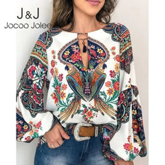 Floral Lantern Sleeve Boho Blouse