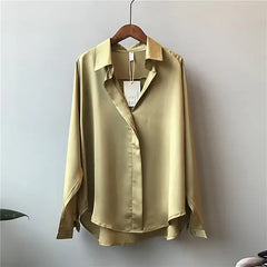 Chic V-Neck Silk Blouse