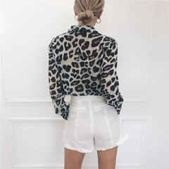 Leopard Print Chiffon Blouse