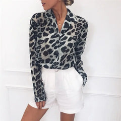 Leopard Print Chiffon Blouse