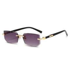 Rimless Sunglasses Rectangle Fashion