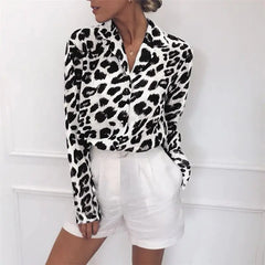 Leopard Print Chiffon Blouse